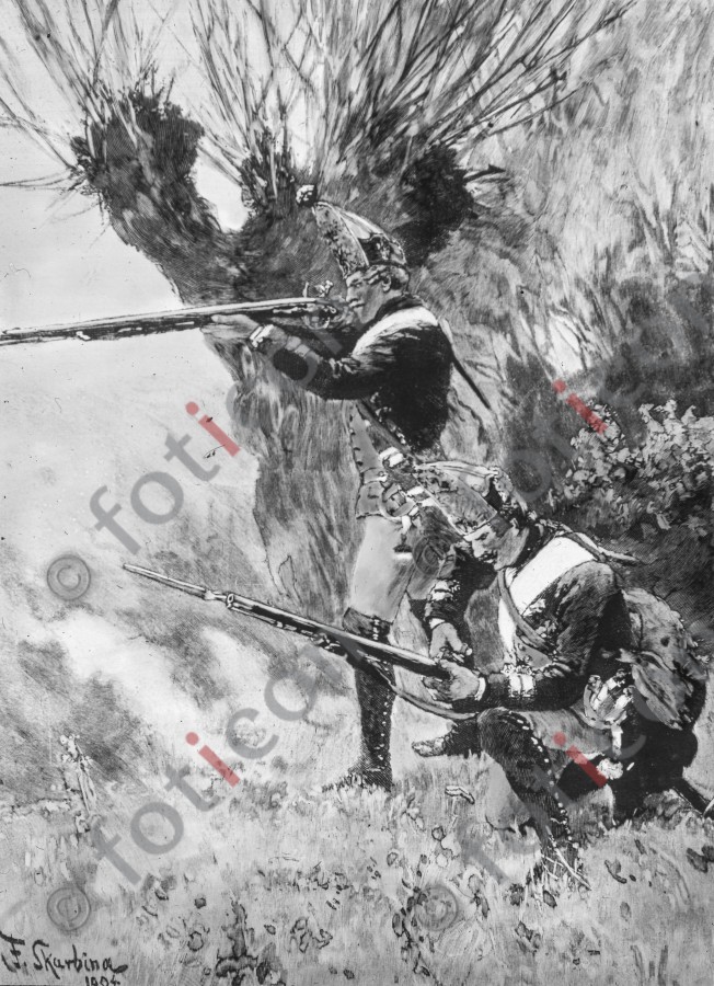 Preussische Grenadiere des 18. Jahrhunderts im Kampfe ; Prussian grenadiers of the 18th Century in the struggle (foticon-simon-190-015-sw.jpg)